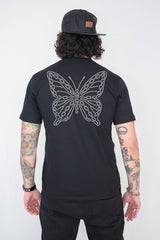 Camiseta Unissex Preta Borboleta Correntes