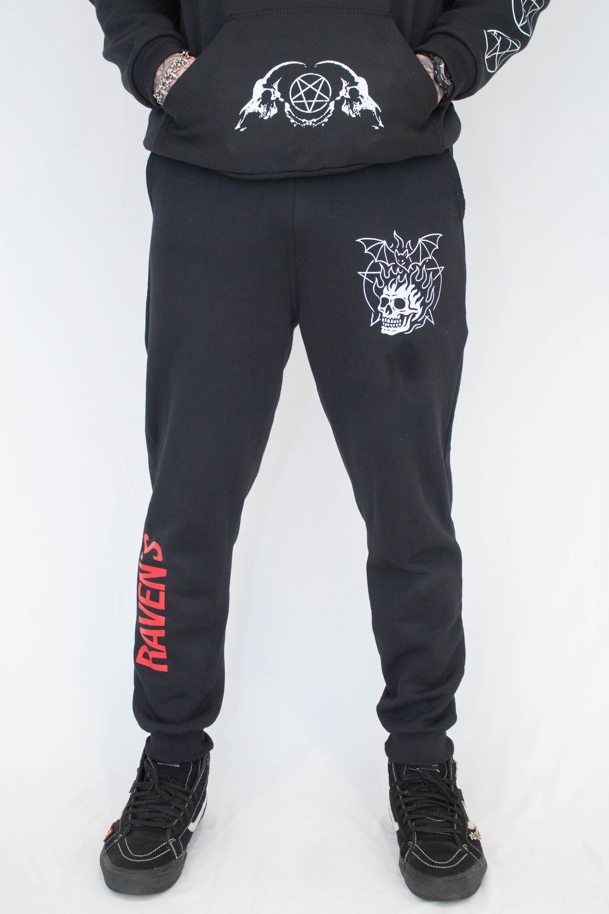 Calça Unissex Moletom com punho Caveira Morcego