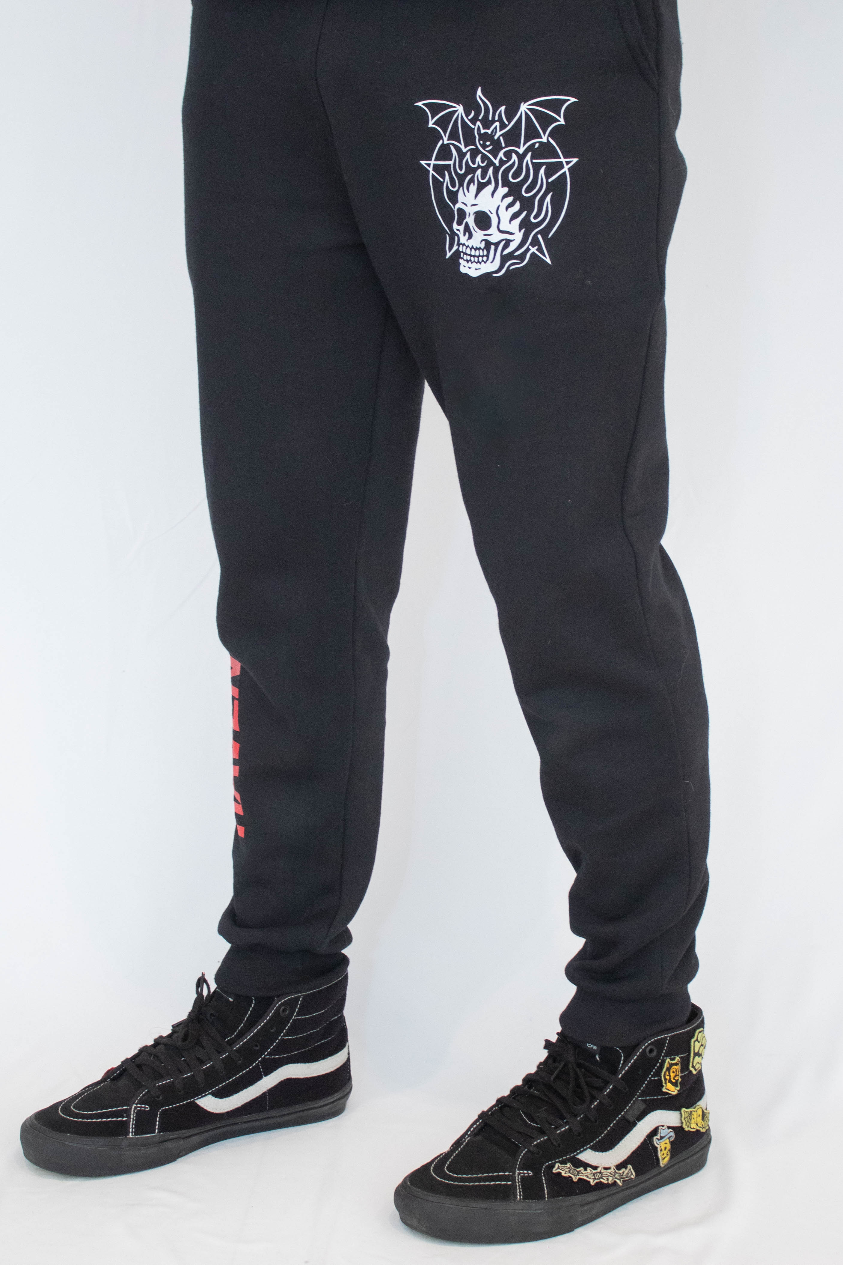 Calça Unissex Moletom com punho Caveira Morcego
