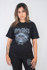 Camiseta Unissex preta Caveiras Raven's
